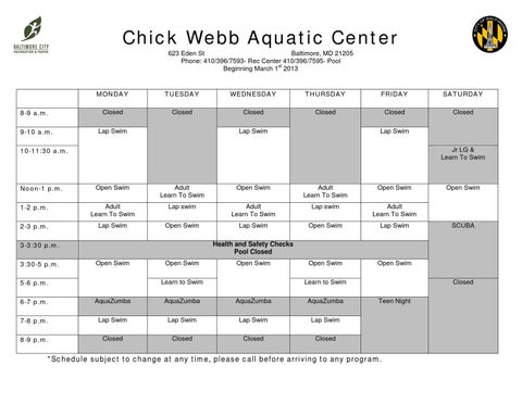 Piscina Chick Webb Recreation Center Swimming Pool - Baltimore City County